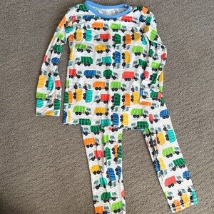 Macaron and Me Trash Truck Print Kids Bamboo Pajama Set